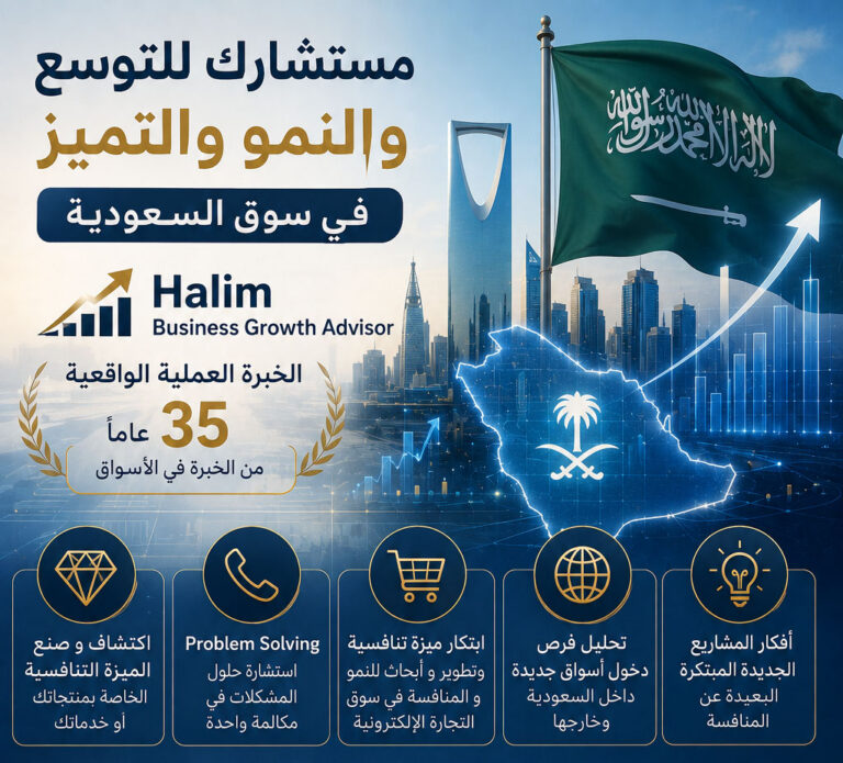 مستشار نمو الأعمال في السعودية كيف تحقق ميزة تنافسية حقيقية في سوق السعودية؟