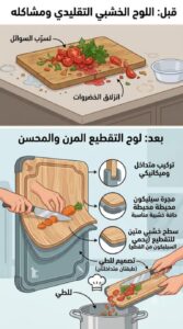لوح التقطيع المرن والمحسن Flexible Enhanced Cutting Board  ابتكار يجمع بين متانة الخشب ومرونة السيليكون