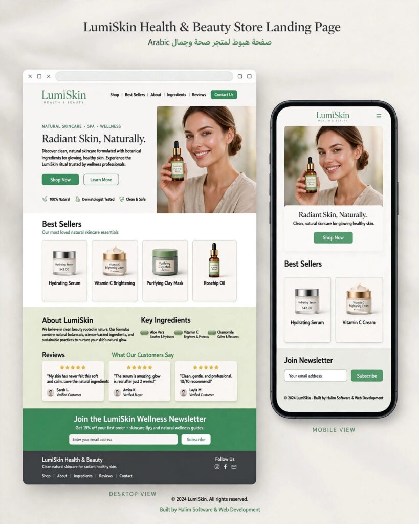 Health & Beauty Store Landing Page | صفحة هبوط لمتجر صحة وجمال