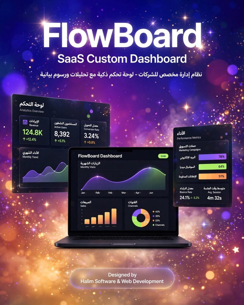 SaaS Custom Dashboard لوحة تحكم ذكية مخصصة للشركات