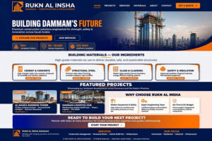 نموذج أعمال إنشاء موقع شركة مقاولات بالسعودية – مشروع شركة ركن الإنشاء – الدمام