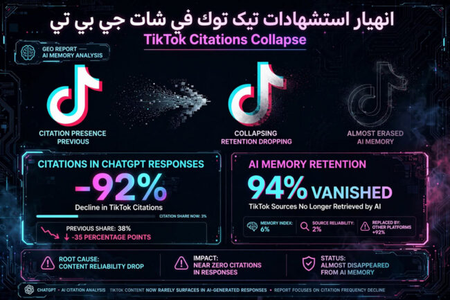 انهيار استشهادات تيك توك في شات جي بي تي المنصة البصرية التي كادت أن تختفي من ذاكرة الذكاء الاصطناعي